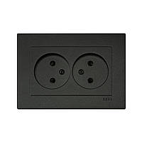 Розетка 2-a без заземлення чорний KARELL
