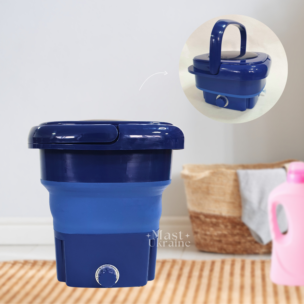 Портативна пральна машина 18л 50Вт Folding Washing Machine -WM-2690-Blue.