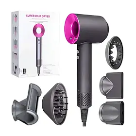 Фен із 5 різними насадками для сушіння та укладання hair dryer fan