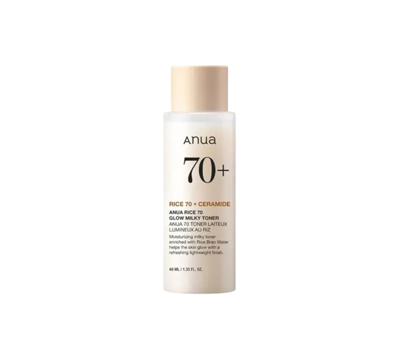 Поживний молочний тонер ANUA Rice 70 Glow Milky Toner 40 мл з рисовим екстрактом та керамідами