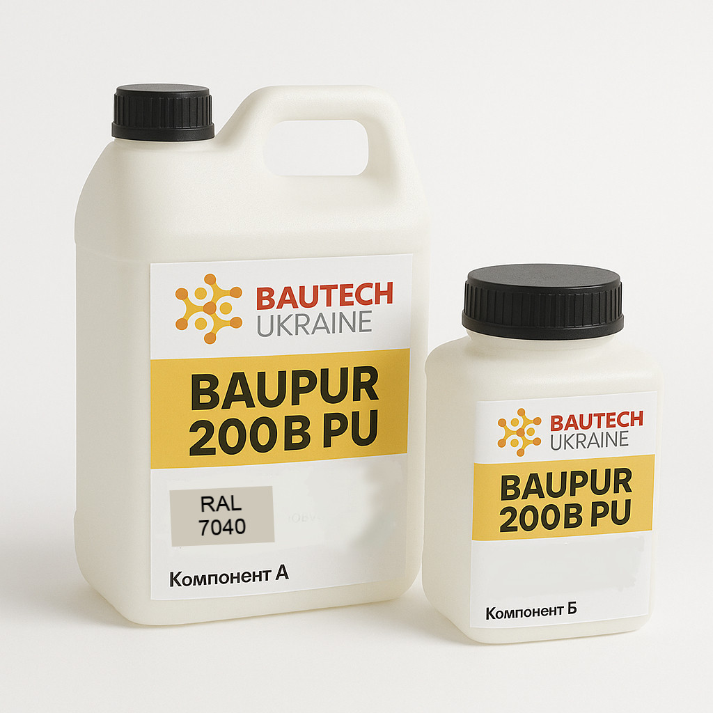 Двокомпонентна поліуретанова композиція Baupur 200B PU  для влаштування підлоги (5 кг) колір - RAL7040