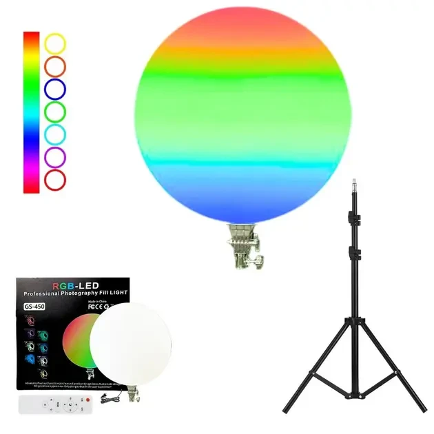 Кругла світлодіодна лампа 45 см RGB-LED Fill Light GS-450 кольорова з пультом для фото та відео