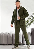 Теплий чоловічий костюм на замку Хакі 46/48