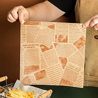 Пакувальний жиростійкий папір, пакувальний пергамент харчовий 18*18 см 25 шт (коричневий)