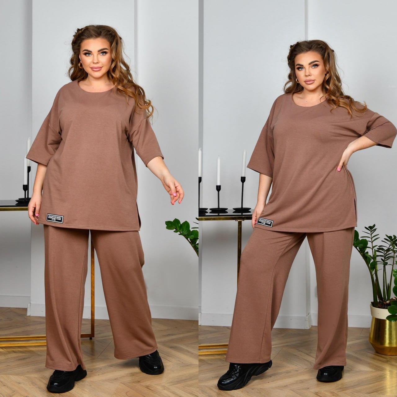 Трикотажний костюм великого розміру весна-літо, фото 1