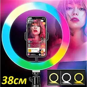 Кільцева LED-лампа RGB MJ38 38 см 220 V 1 кріп.тел USB + пульт