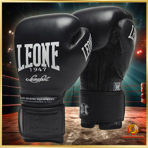 Боксерські рукавички Leone Greatest Black 14 унцій  професійні шкіряні рукавички з пінно-гелевим наповнювачем