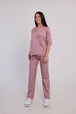 Жіночий медичний костюм Кароліна пудра - Костюм косметолога - Костюм масажиста, фото 1