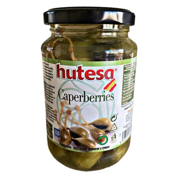 Каперси мариновані консервовані Caperberries Hutesa, 350 г у скляній банці, Іспанія, фото 1