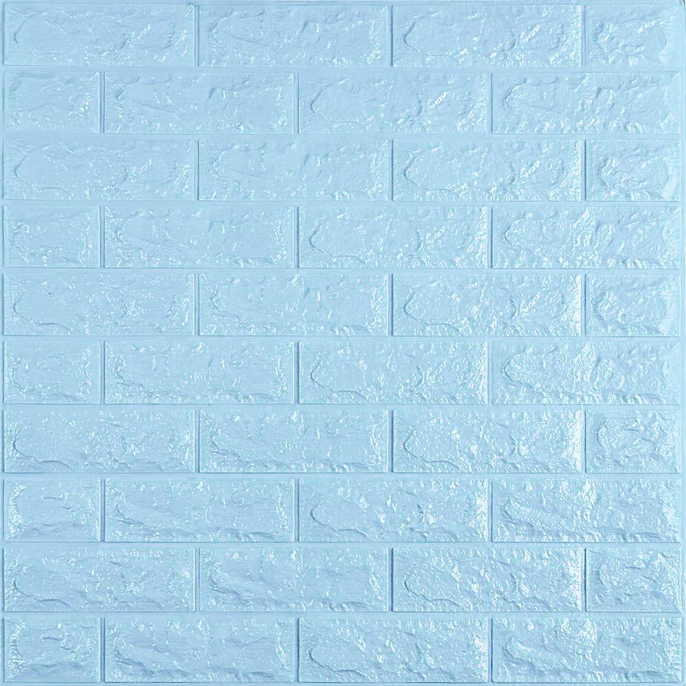 3д панелі самоклейка під цеглу, самоклеючі 3D панелі на стіну 700x770x7 мм, Блакитний (005-7), фото 1