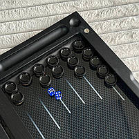 Нарди скляні у поєднанні з деревом Карбон 50×24×6см подарункові, фото 9