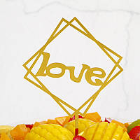 Топер Love 10 на 10 см золотистий