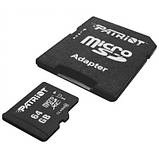 Micro SDXC 64Gb Patriot class10 UHS-1 з адаптером, фото 3