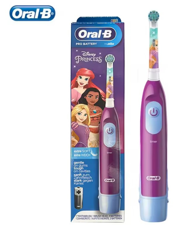 Дитяча зубна щітка на батарейках Braun Oral-B Stages Power DB5 Princess Принцеси (знімна насадка), фото 1