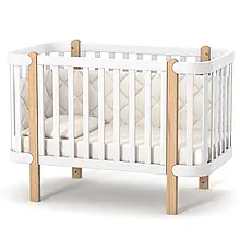 Колиска з дерева для немовлят ЛД5 Монако Верес біло-буковий