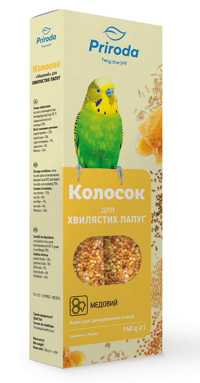 Ласощі для папуг Природа Колосок 140 г/2 шт (мед)