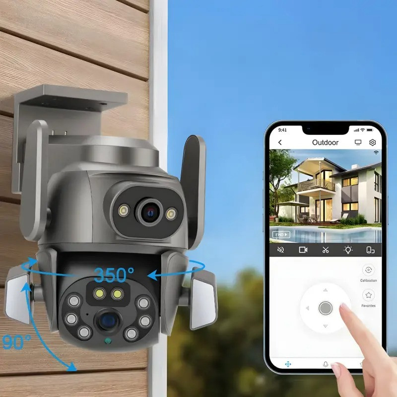 Зовнішня Wi-Fi Smart камера SHM Q821 4MP з подвійним об'єктивом, нічним баченням і сповіщенням про рух (графітова), фото 1