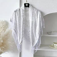 Шифонова оксамитова біла хустка для хрещення в церкву. Турецька натуральна хустка на весілля для нареченої