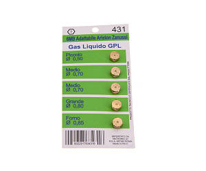 Комплект жиклерів (форсунок) для газових плит, під скраплений газ (5 шт, M6x0.75 мм) - Whicepart Cod. 431