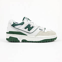 Жіночі кросівки New Balance 550 White Green Біло-зелені Взуття Нью Беланс 550 шкіряні демісезон