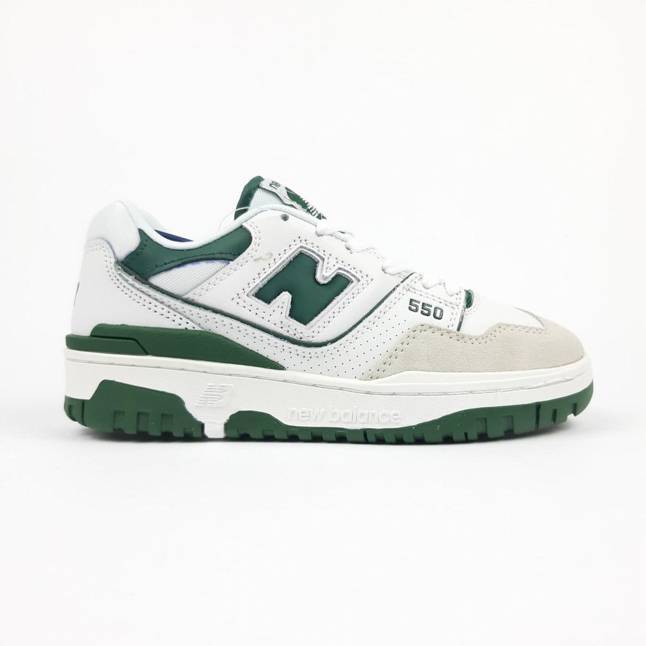 Жіночі кросівки New Balance 550 White Green Біло-зелені Взуття Нью Беланс 550 шкіряні демісезон, фото 1