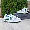 Жіночі кросівки New Balance 550 White Green Біло-зелені Взуття Нью Беланс 550 шкіряні демісезон, фото 2