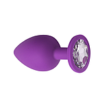 Фіолетова анальна пробка з силікону 9 см з каменем, велика втулка стимулятор для анальних ігор, Інтимні іграшк, фото 2