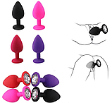 Чорна втулка для стимуляції ануса 9 см, Анальна пробка з кристалом силіконова, інтимні іграшки, фото 6