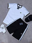 Чоловічий літній костюм Fred Perry Футболка + Шорти + Кепка білий з чорним Комплект Фред Перрі на літо, фото 5