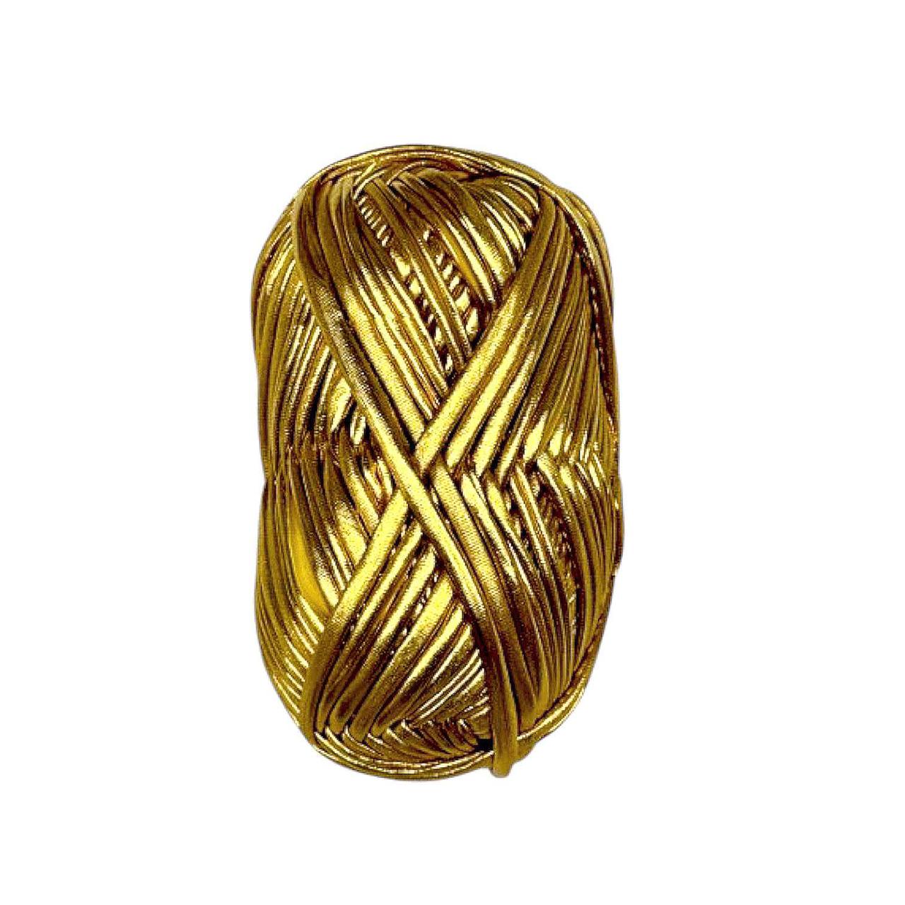 Пряжа трикотажна металік колір Золото 100 грам 25 м, фото 1