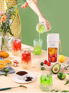 Блендер на акумуляторі для коктейлів і фрешів міні JUICER KS-FSV8 W14 M, фото 3