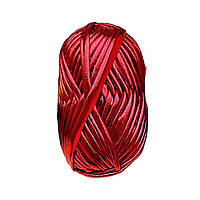 Пряжа трикотажна металік колір Червоний 100 грам 25 м