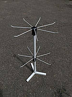 Металева біла вертушка 50см з гачками 2 ярусу на ніжках для біжутерії та брелків