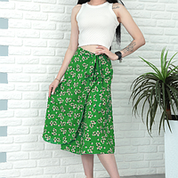 Практичная женская юбка на запах в принт легкая юбка с запахом миди летняя юбка на запах длинная повседневная