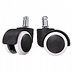 Колеса для офісних крісел нейлонові прогумовані ролики для крісла комплект 5 шт Бонро чорно-біле, фото 3