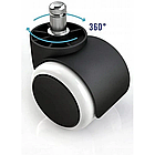 Колеса для офісних крісел нейлонові прогумовані ролики для крісла комплект 5 шт Бонро чорно-біле, фото 5