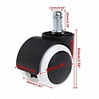 Колеса для офісних крісел нейлонові прогумовані ролики для крісла комплект 5 шт Бонро чорно-біле, фото 6