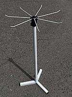 Металева біла вертушка 50см з гачками 1 ярус на ніжках для біжутерії та брелків