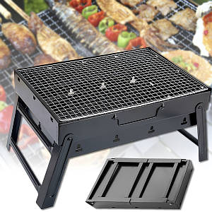 Переносний розкладний мангал на ніжках із решіткою BBQ | 43х30х23.5см