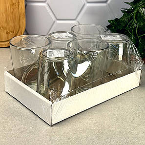 Набір скляних чашок 330 мл "White Coffee" 6 шт перехідний колір Гута Скла Україна, фото 2