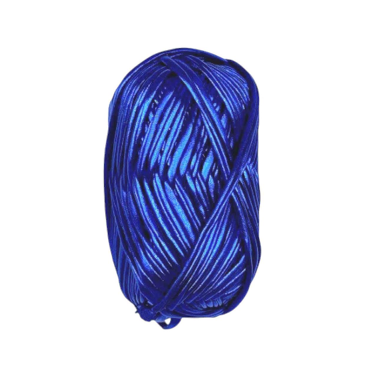 Пряжа трикотажна металік колір Синій 100 грам 25 м, фото 1