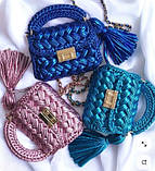 Пряжа трикотажна металік колір Синій 100 грам 25 м, фото 7