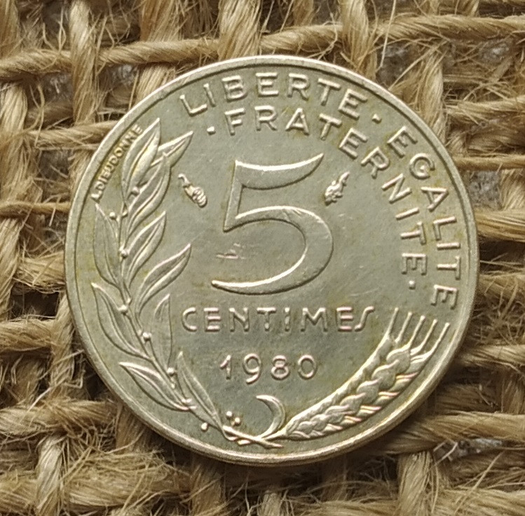 5 сантимiв 1980 року францiя