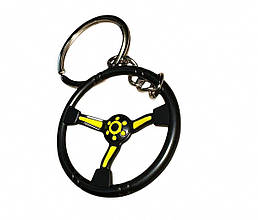Брелок автомобільний для ключів Кермо металевий чорно-жовтий