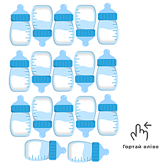 Аркуш А4 95 наліпки для голосування - Пляшечка блакитна (17шт)
