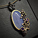 Срібний кулон з природним блакитним халцедоном та аметистами — натуральні камені, підвіска у формі квітів., фото 7