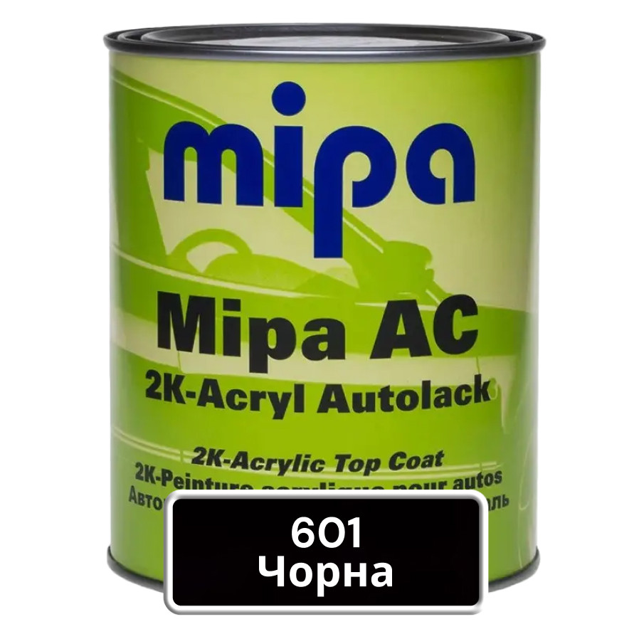 Акрилова фарба для авто MIPA 601 чорна 1 л (без затвердника), фото 1