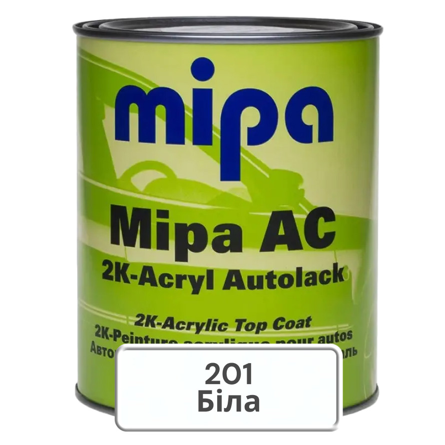 Акрилова фарба для авто MIPA 201 Біла 1 л (без затвердника), фото 1