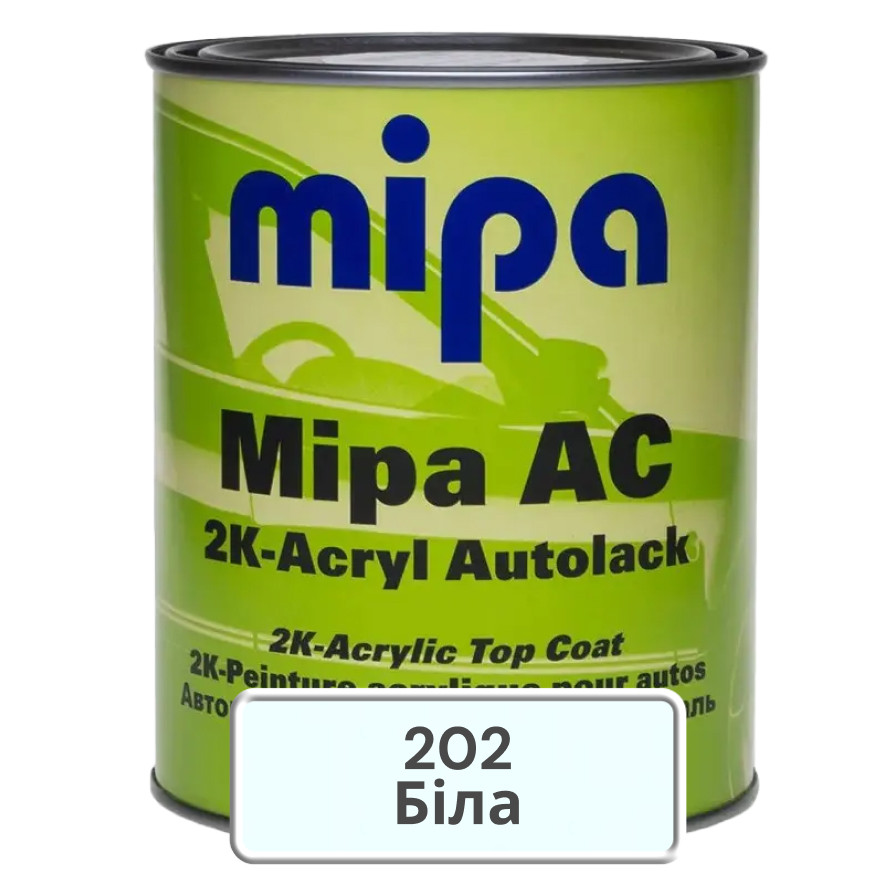 Акрилова фарба для авто MIPA 202 Біла 1 л (без затвердника), фото 1