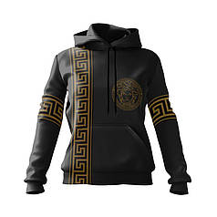 Худі жіноче з принтом «Версаче. Чорний шик. Versace. Black Chic»